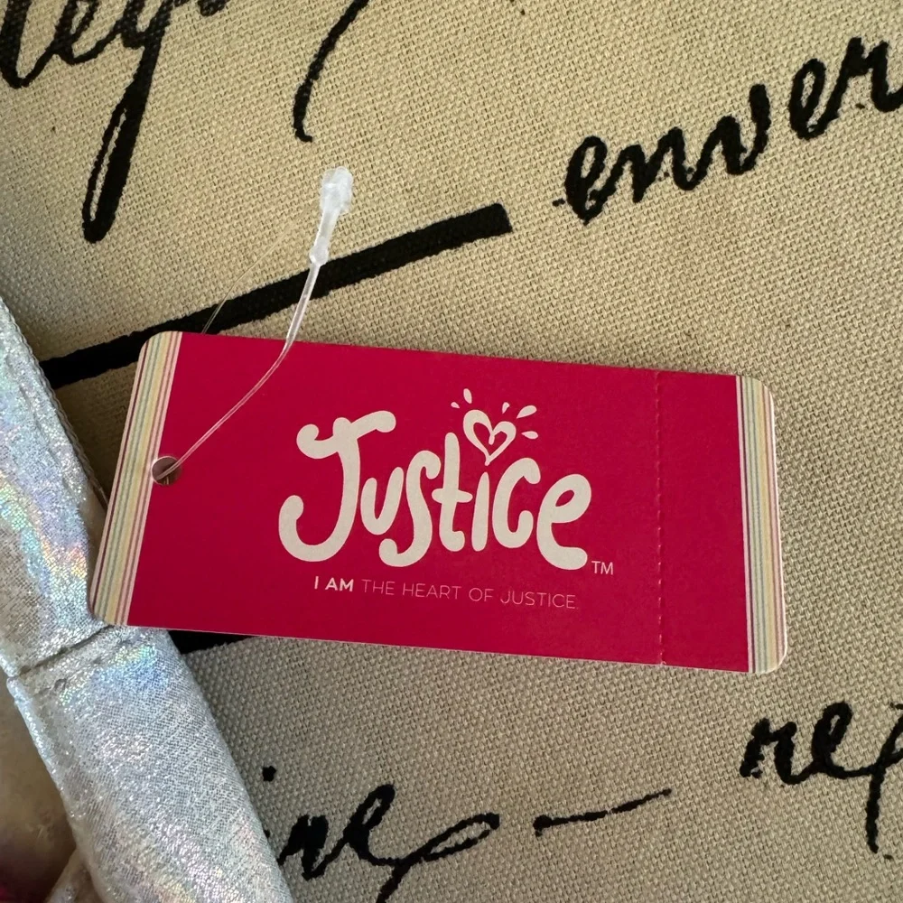 Justice Sling Bag Silver Sparkle and Pink NWT